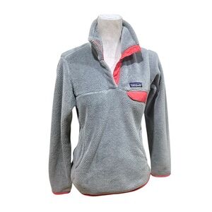 Patagonia gray coral trim 1/4 snap polartec retool pullover Fleece size small